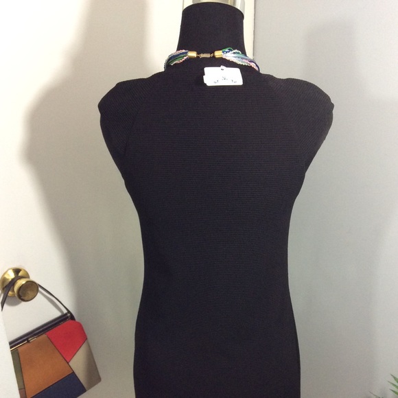 NWT Ribbed Black Dress BodyCon S Vestique - Picture 6 of 10